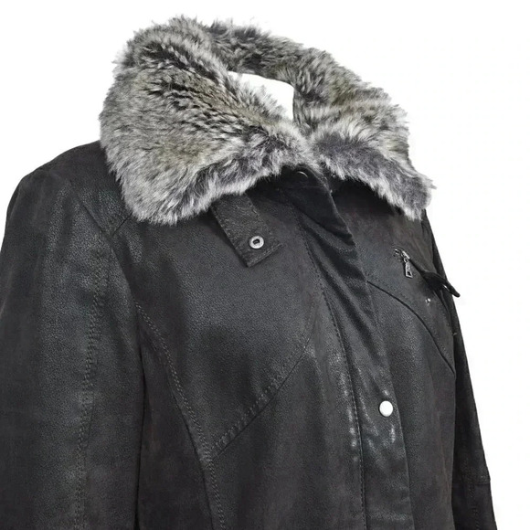 Danier Leather Jacket Brown Faux Fur Collar  Size Medium - Picture 2 of 13